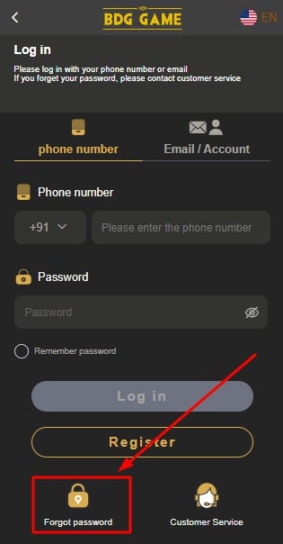 click on the forgot password