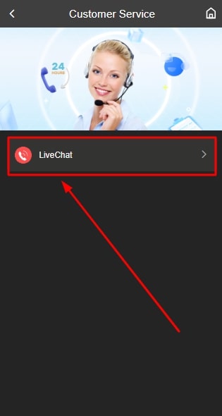 click on the live chat option